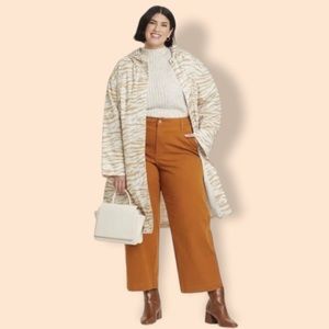 NWT Ava & Viv Long Animal Print Trench Coat